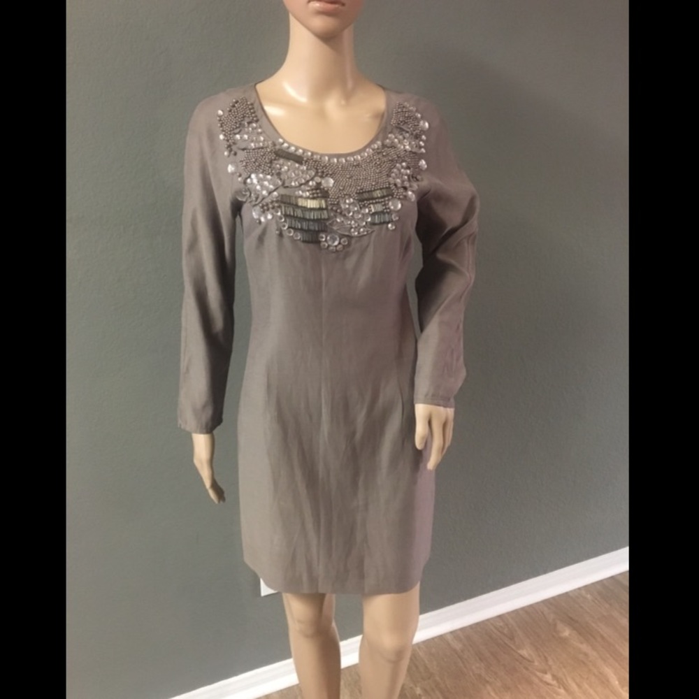 H&M festive beaded Dress in Light Plum